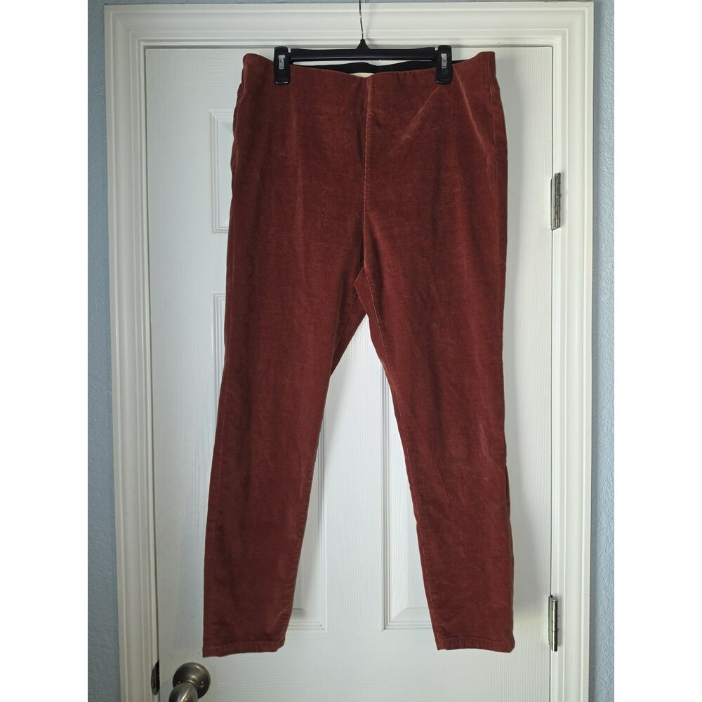 Soft Surroundings PullOn Corduroy Pants Leggings Womens L Brown Rust Stretch